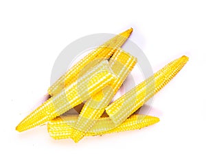 Mini sweetcorn isolated on white