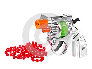 Mini toy gun with powder