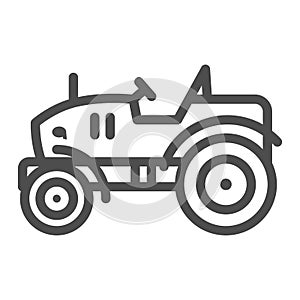 Mini tractor line icon, Garden and gardening concept, farm cultivator sign on white background, silhouette of small