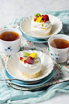 Mini Tropical Fruit Pavlovas with Tea