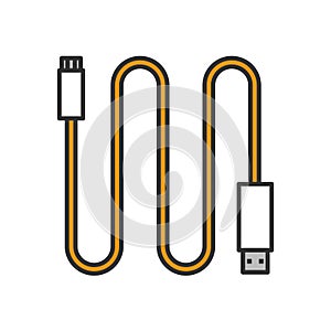 Mini USB cable color icon