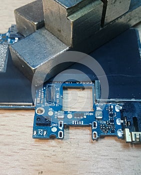 Mini USB connector soldered on board