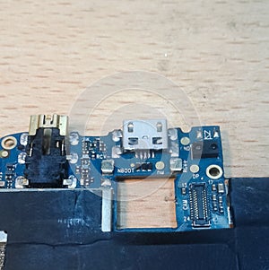 Mini USB connector soldered on board