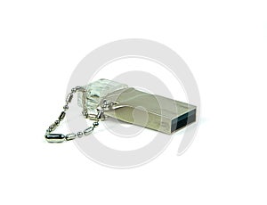 Mini USB flash drive isolated on white background