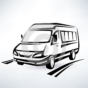 Mini van outlined sketch photo