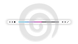 Mini video player bar line or audio player control panel