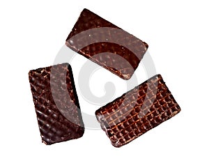 Mini Wafers Dark Chocolate Covered Isolated