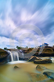 A mini waterfall at kampili dam
