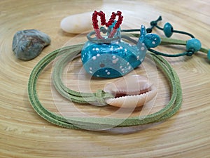 Mini whale and boho Cowrie shell necklace