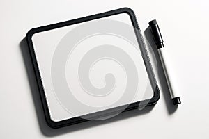 Mini whiteboard with marker isolated on white background