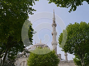A miniaret of the blue Mosque in Istanbul