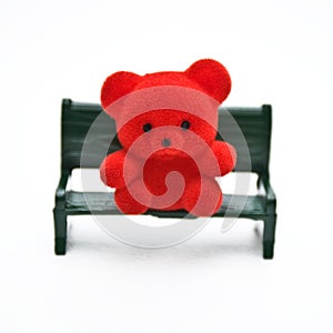 Miniature Bear on Bench