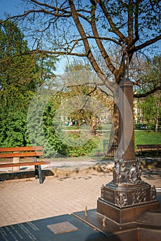 A miniature bronze sculpture of the monument of freedom Milda in Riga