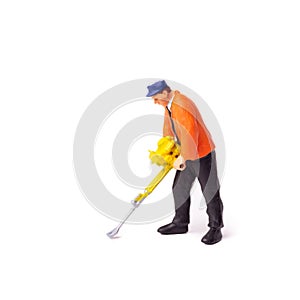 Miniature Builder worker with pneumatic hammer drill