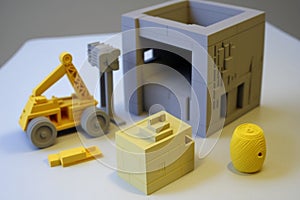 Miniature Building Model Constructed Using 3D Printing in Design Process. Generative AI