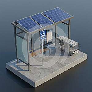 A miniature bus stop model on