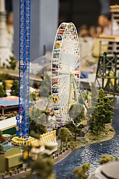 Miniature of city park by river , attractions, ferris wheel, review wheel, summer