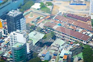 A miniature cityscape in Ho Chi Minh high angle tiltshift photo