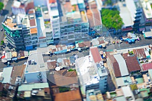 A miniature cityscape in Ho Chi Minh high angle tiltshift photo