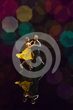 Miniature couple romantic dance