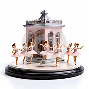 a miniature dance studio with tiny ballerinas and bal