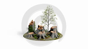 Miniature Deforestation Model with Tree Stumps