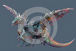 A miniature dragon with hummingbird wings. Generative AI