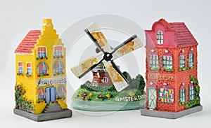 Miniature Dutch Canal Houses and Windmill