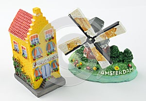 Miniature Dutch Canal Houses and Windmill