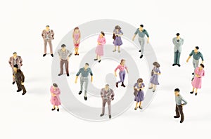 Miniature figures of human in costumes