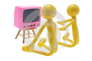 Miniature Figures with Toy TV