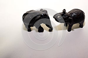 Miniature figurine elephant made of semi-precious materials