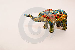 Miniature figurine elephant made of semi-precious materials