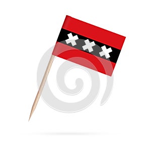 Miniature Flag Amsterdam. Isolated toothpick flag of Amsterdam on white background