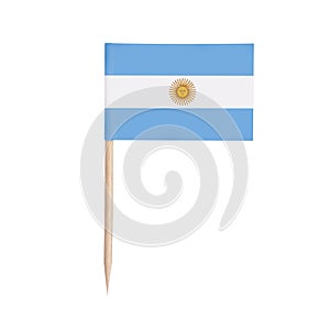 Miniature Flag Argentina. Isolated toothpick flag of Argentina on white background