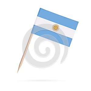 Miniature Flag Argentina. Isolated toothpick flag of Argentina on white background