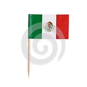 Miniature Flag Mexico. Isolated toothpick flag from Mexico on white background