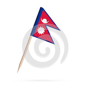 Miniature Flag Nepal. Isolated toothpick flag of Nepal on white background