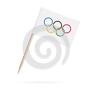 Miniature Flag Olympic games. Isolated toothpick flag on white background