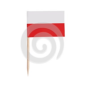 Miniature Flag Poland. Isolated toothpick flag from Poland on white background
