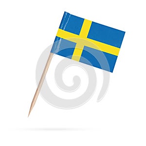 Miniature Flag Sweden. Isolated on white background
