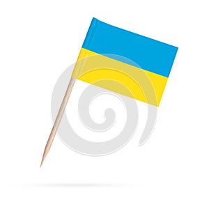 Miniature Flag Ukraine. Isolated on white background