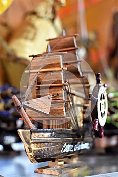 A miniature Galleon made from wood