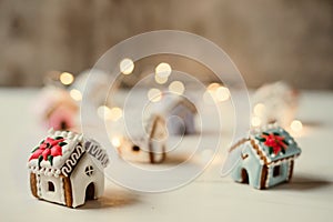 Miniature gingerbread houses.