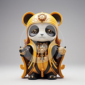 Miniature Gold Panda Figurine - 2d Game Art Style photo