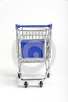 Miniature Grocery Cart With Blank Sign Area On Front