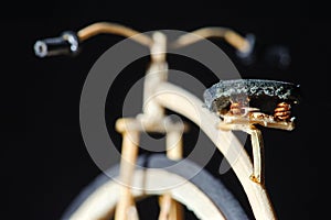 Miniature handicraft detail shot of wooden bicycle