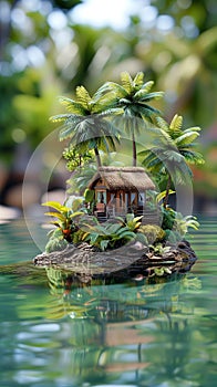 Miniature Hotel and model mock-up of Tropical Island: Vacation Time