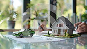 The model house and car.AI generated image