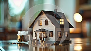 The House and Coin Jar.AI generated image photo